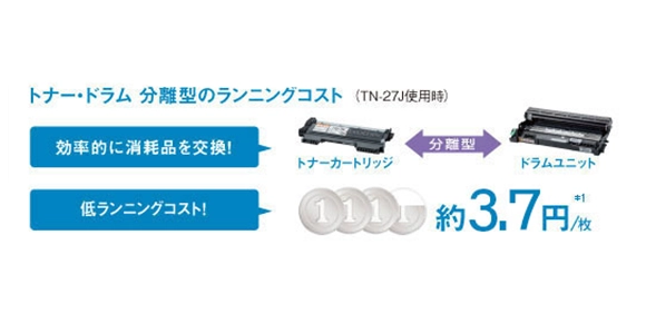 トナー・ドラム分離型カートリッジを採用