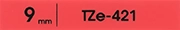 TZe-421（9mm）テープ色：赤 / 黒文字