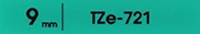 TZe-721（9mm）テープ色：緑 / 黒文字