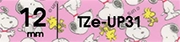 TZe-UP31（12mm）テープ色：スヌーピーピンク / 黒文字
